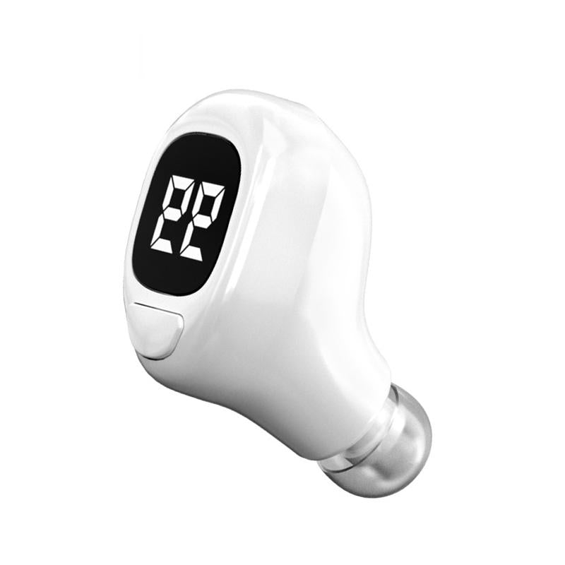 V562-B1082522060DBT-202505261831-00 Mini Bluetooth Earphone with Digital Display for Business - White - Image 1