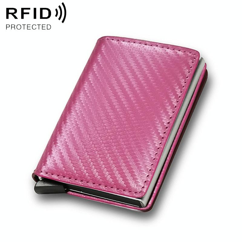 V562-B108527300ADE-202506201712-00 Carbon Fiber Rfid Wallet for Men - Pink Carbon Fiber - Image 1
