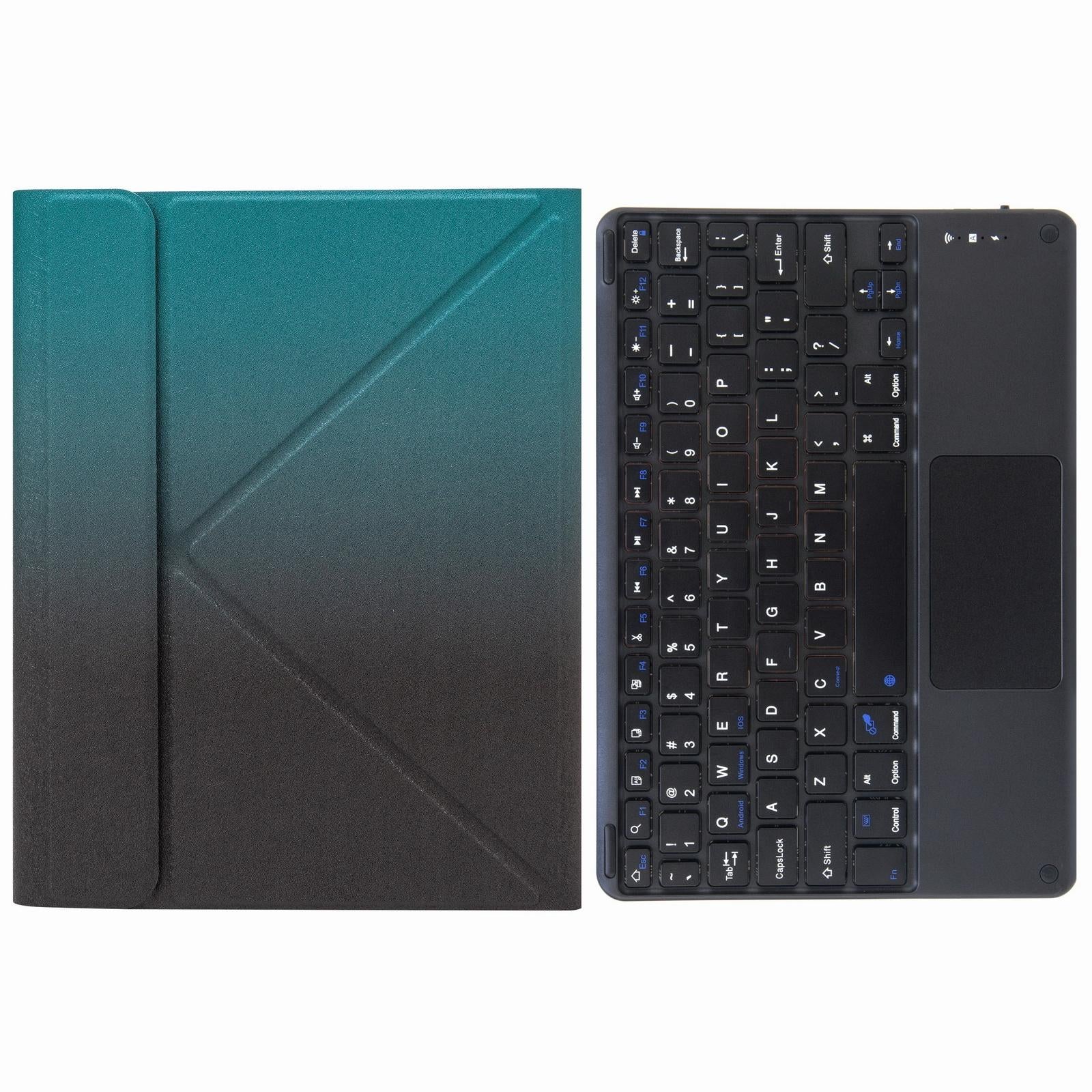 V562-B108954200ADE-202504292010-00 Bluetooth Keyboard Leather Case For Ipad 10.2 / Pro 10.5 - Three-Fold Holder - Dark Night Green - Image 1