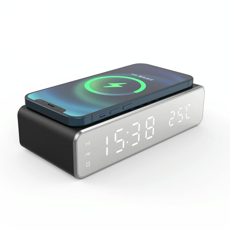 V562-B1090153060DBT-202504212113-00 Wireless Charging Desktop Phone With Clock & Temperature Display - Black - Image 1