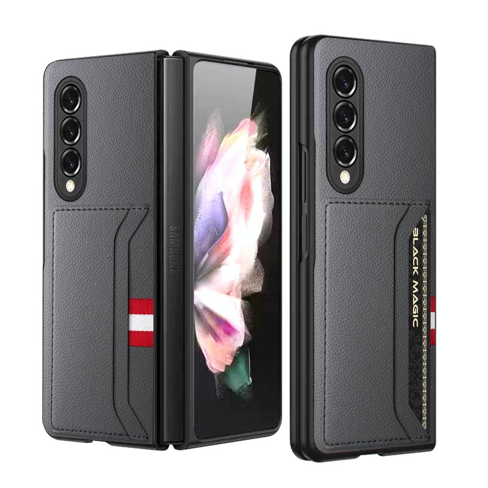 V562-B109152300ADE-202505291240-00 For Samsung Galaxy Z Fold4 5G Litchi Texture Microfiber Case - Grey - Image 1