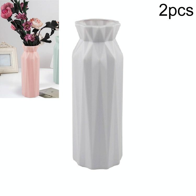 V562-B109664940DBT-202503041640-00 2-pack Plastic Round Vases - Simple Anti-fall Home Decor Ornaments - Gray - Image 1