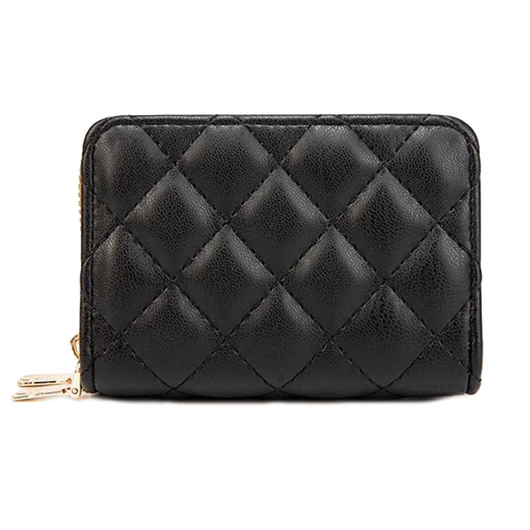 V562-B1098774060DBT-202503281935-00 Double Layer Zipper Wallet Multi Card Slot Large Capacity Rhombus Design - Black - Image 1