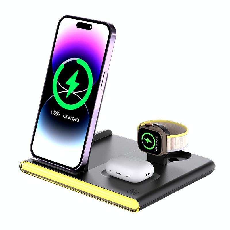 V562-B1589G8PI-202504212031-00 Foldable 15W Magnetic Wireless Charger With Ambient Light - Black - Image 1