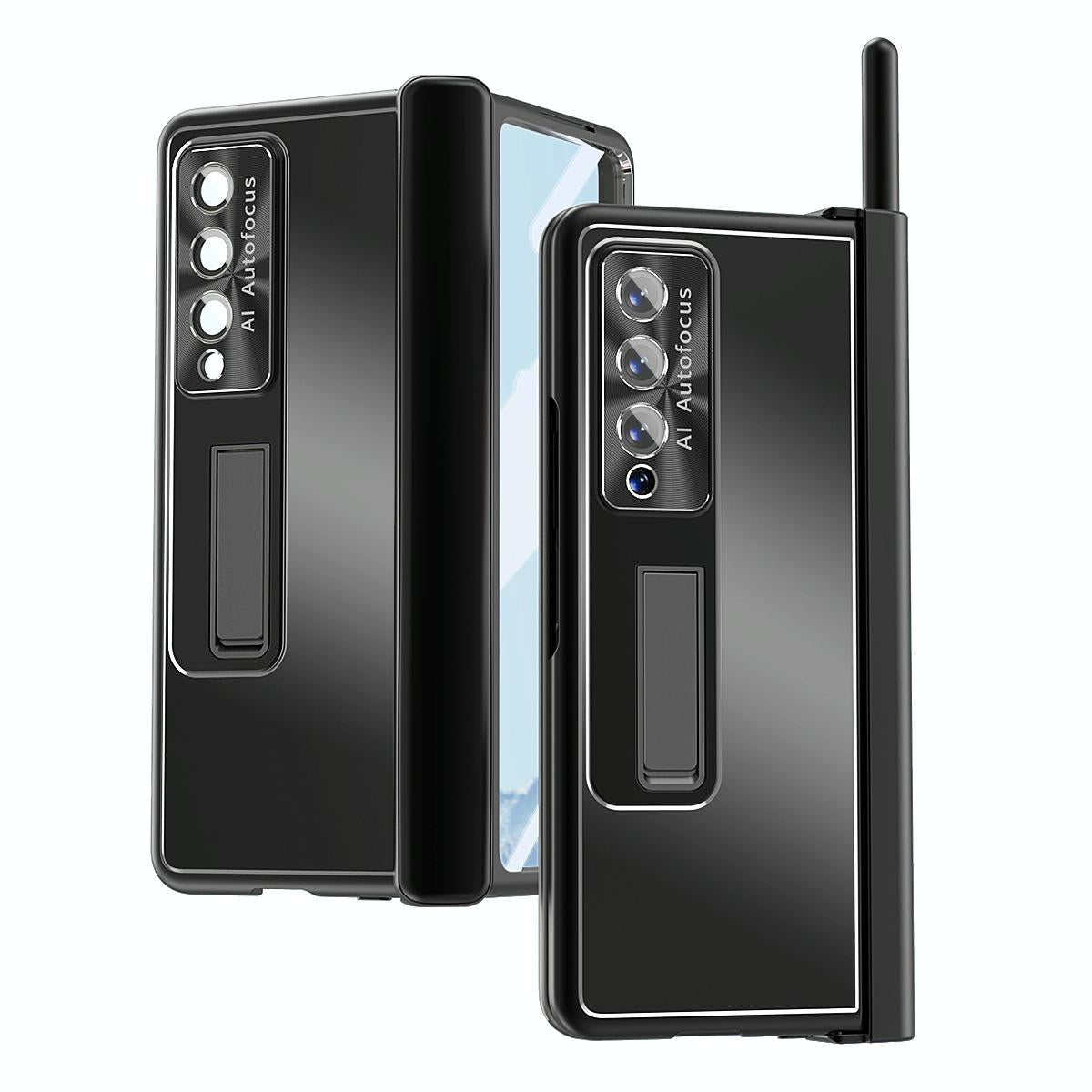 V562-B202863300ADE-202503211305-00 For Samsung Galaxy Z Fold4 5G Shockproof Aluminum Double Hinge Case - Black - Image 1