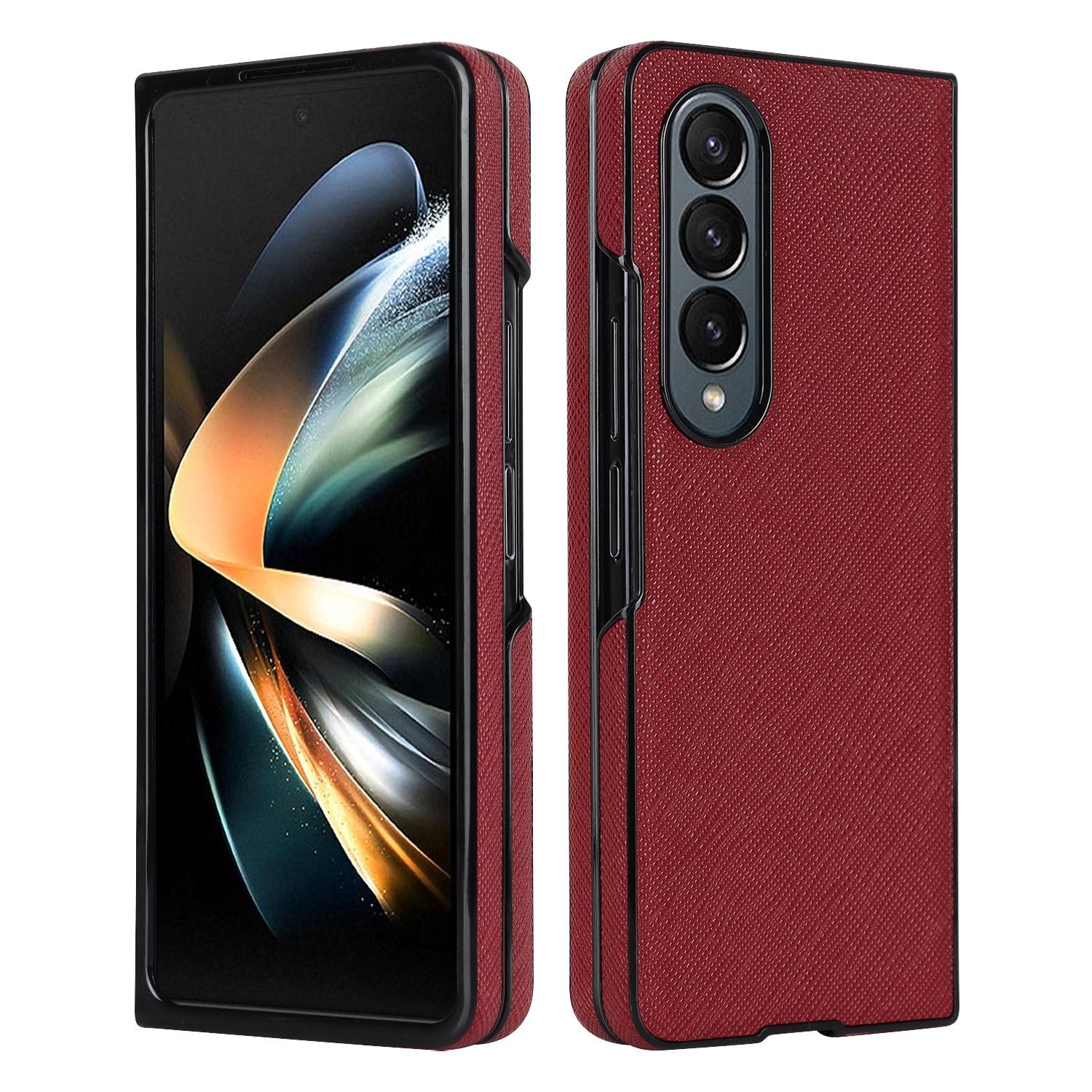 V562-B306672600ADE-202505061711-00 For Samsung Galaxy Z Fold4 5G Foldable Cross Pattern Phone Case - Compact Design - Red - Image 1