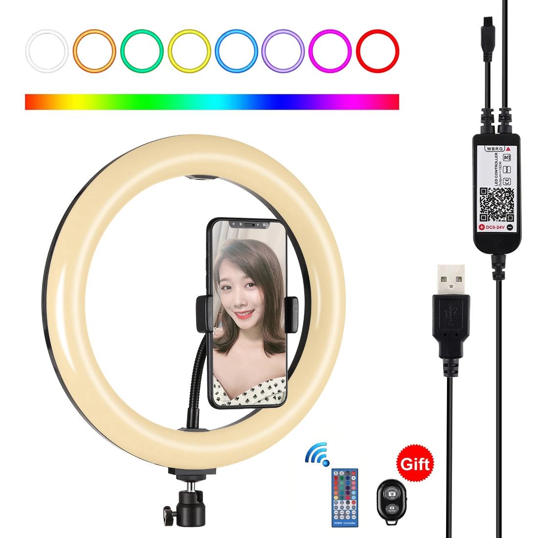 V562-B554UP-202502241515-00 10.2 Curved Led Ring Light with Tripod & Remote for Vlogging & Photography - Black - Image 1