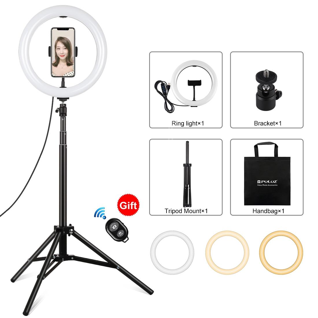 V562-B5603TKP-202502212055-00 10.2 26cm Ring Light Kit with Tripod Usb 3 Modes Dual Colour Phone Clamp Remote - Black - Image 1