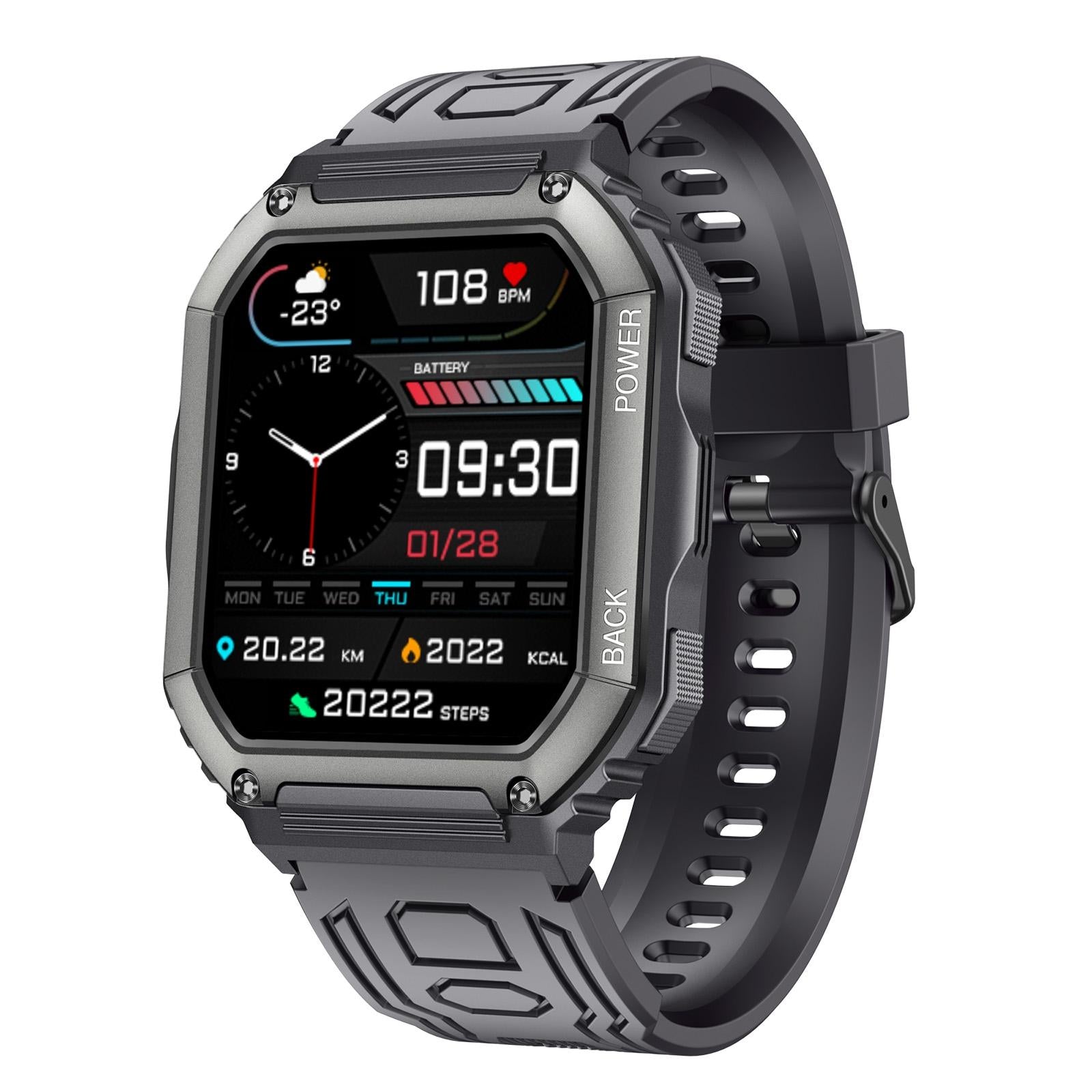 V562-B6380AC-202504251837-00 Waterproof Pedometer Sport Smart Watch Support Heart Rate / Blood Pressure Monitoring / Bt Calling - Black - Image 1