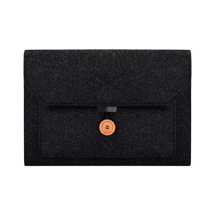 V562-B6900BL-202504022116-00 Versatile Felt Laptop Inner Bag with Button Closure - Black - Image 1