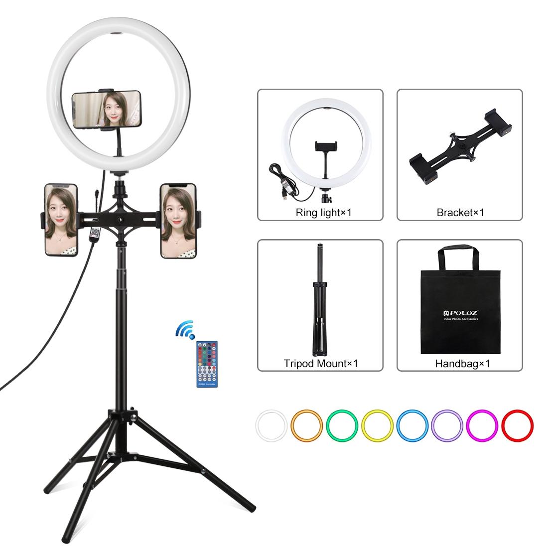 V562-B7703TKP-202502212105-00 11.8 Rgbw Led Ring Light Kit with Mount Dual Phone Brackets and Remote Control - Image 1