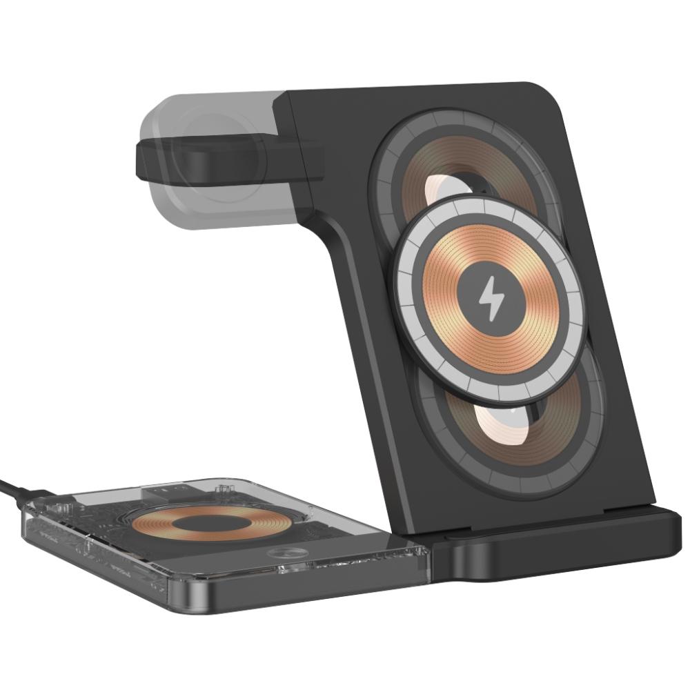 V562-B8881G8PI-202504212047-00 15W 5 In 1 Foldable Magnetic Wireless Charger With Night Light - Black - Image 1