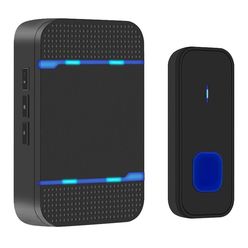 V562-B9040DW-202503042005-00 Wireless Waterproof Doorbell Receiver - 110Db Low Power 300M Range 53 Music Options Night Light - Black - Image 1