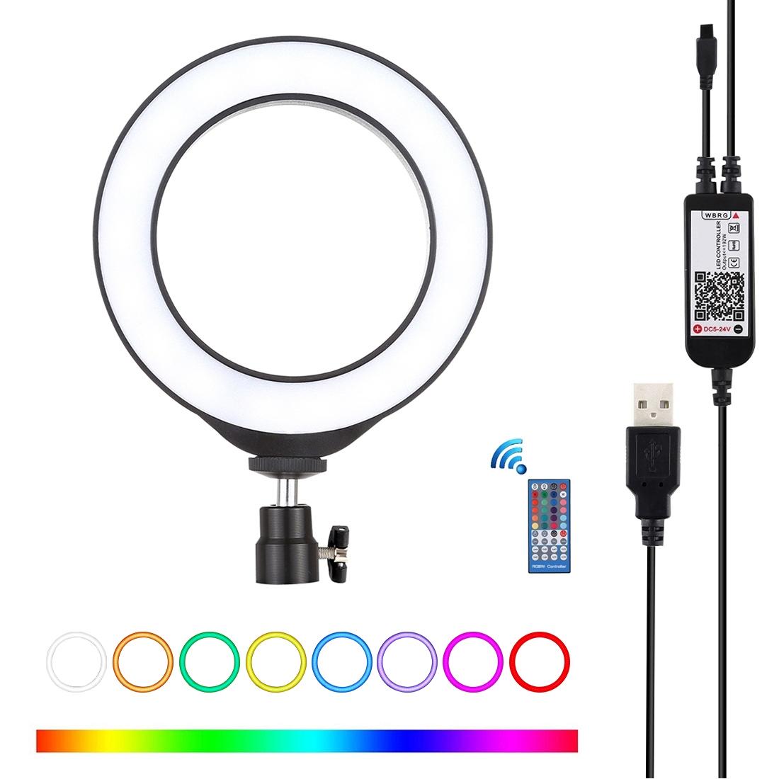 V562-B924UP-202502241750-00 Dimmable 6.2 Usb Rgbw Led Ring Light with Cold Shoe Tripod & Remote - Black - Image 1
