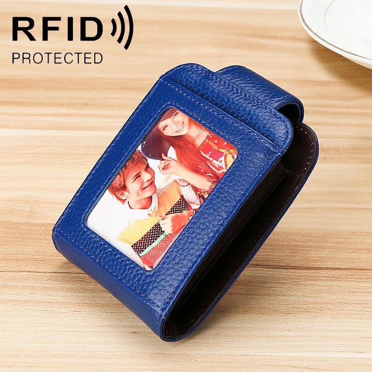 V562-BS8510BCC-202505291715-00 Women Vertical Cowhide Leather Rfid Wallet - Sapphire Blue - Image 1