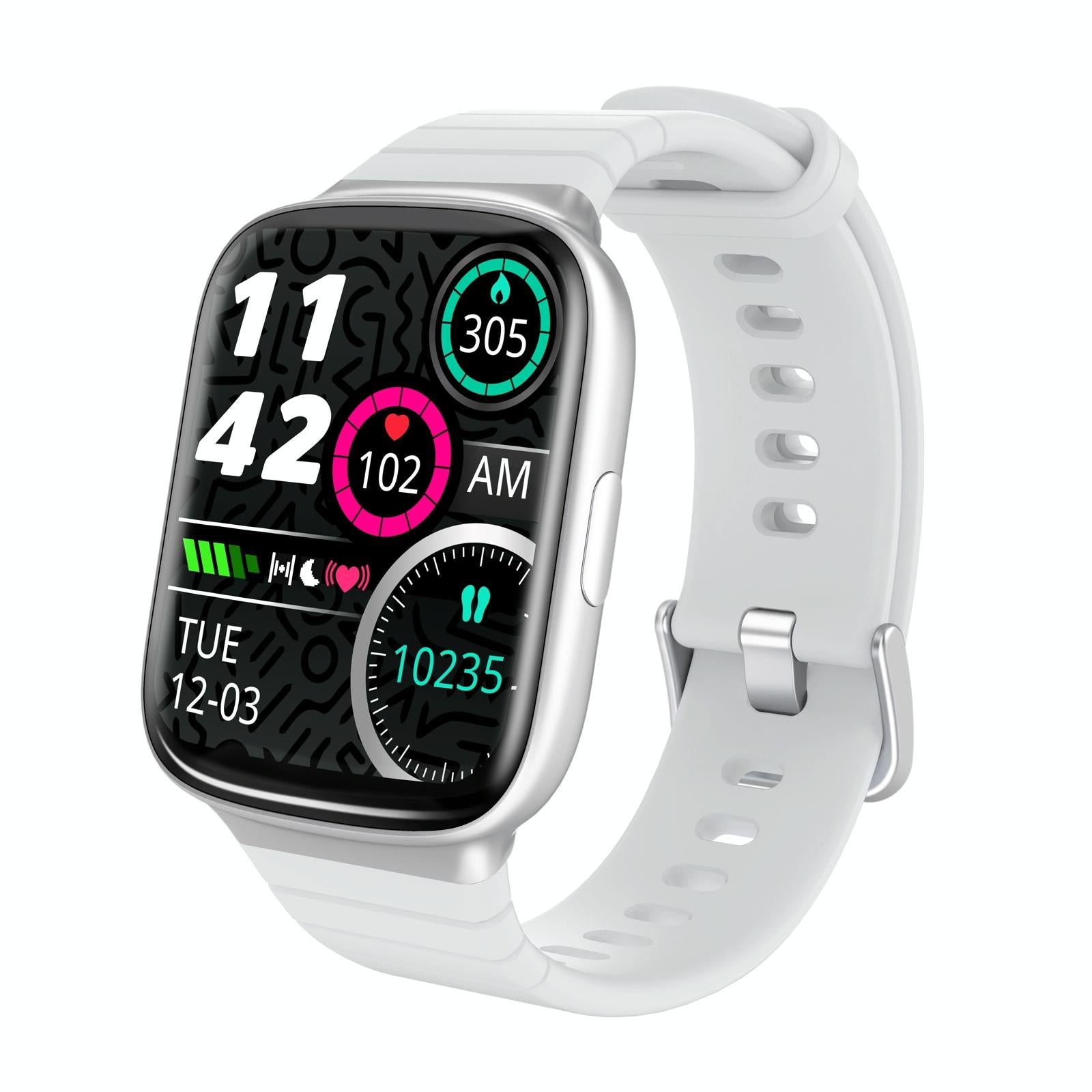 V562-C100277100ADE-202505271210-00 1.69 Inch Ips Screen 5Atm Waterproof Sport Smart Watch Support Sleep Monitoring / Heart Rate Monitoring / Sport Mode / Incoming Call & Information Reminder - White - Image 1