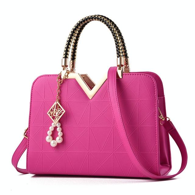 V562-C100319980DBT-202504251720-00 Women Zipper Shoulder Bag with Phone Pocket and Crossbody Strap - Rose Red - Image 1