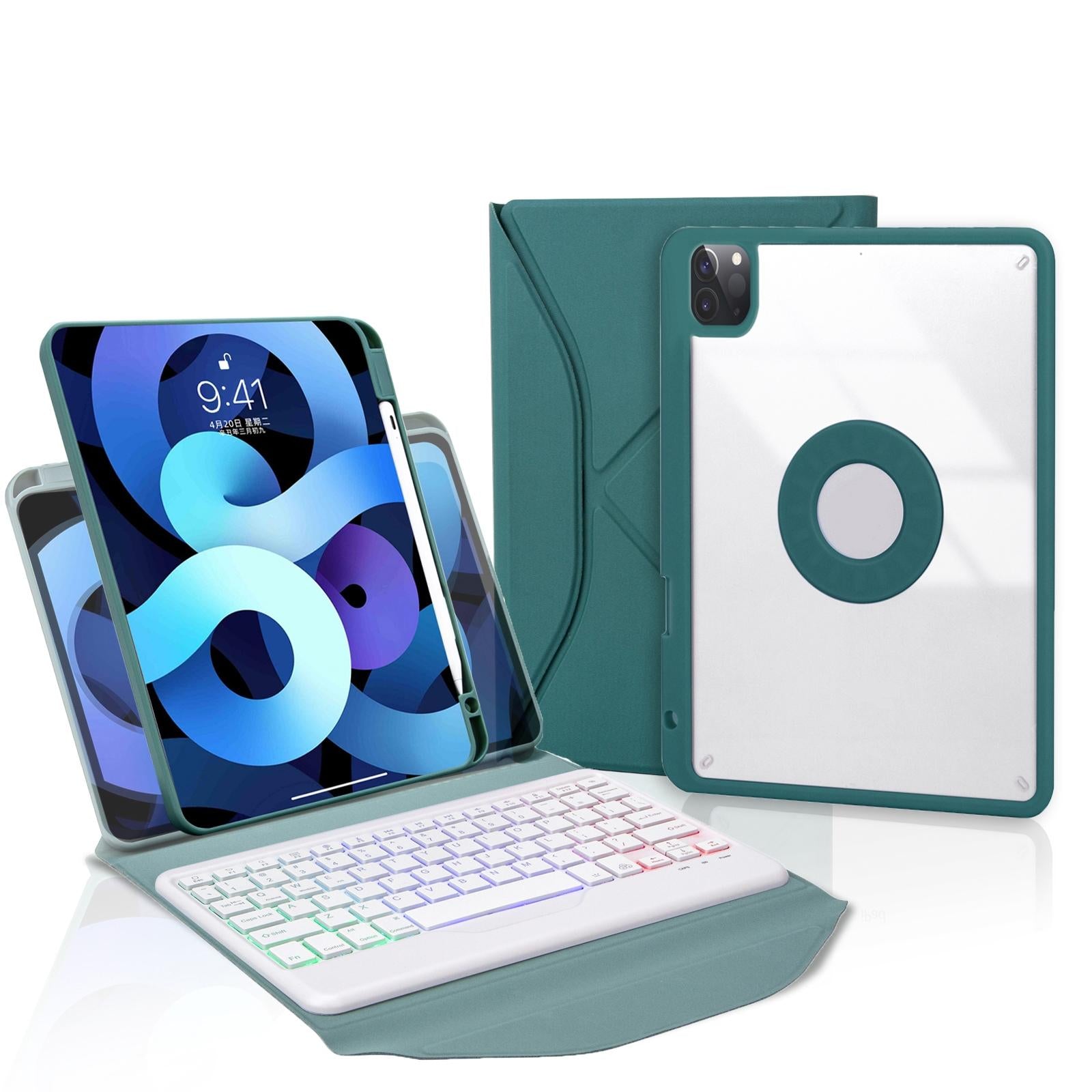 V562-C100972300ADE-202504291937-00 Bluetooth Keyboard Leather Case For Ipad Pro 11 - Backlit With Pen Slot - Green - Image 1