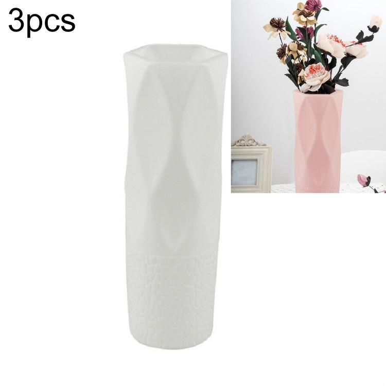 V562-C101205940DBT-202503041630-00 3-piece Plastic Vase Set for Dry and Wet Flower Arrangements and Floral Decor - White - Image 1