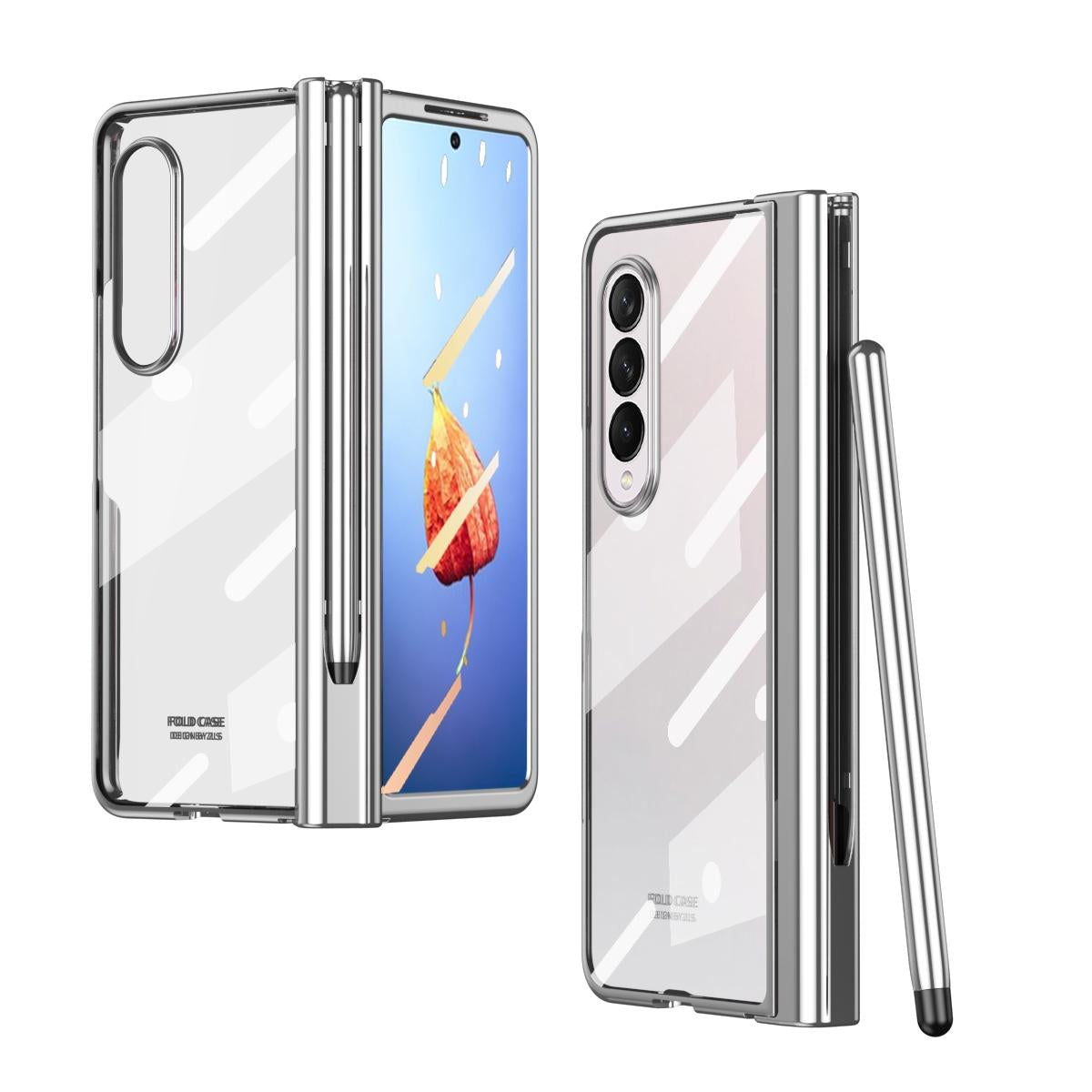 V562-C101803300ADE-202505291311-00 For Samsung Galaxy Z Fold4 5G Case With Pen Slot - Electroplated Full Body - Silver - Image 1