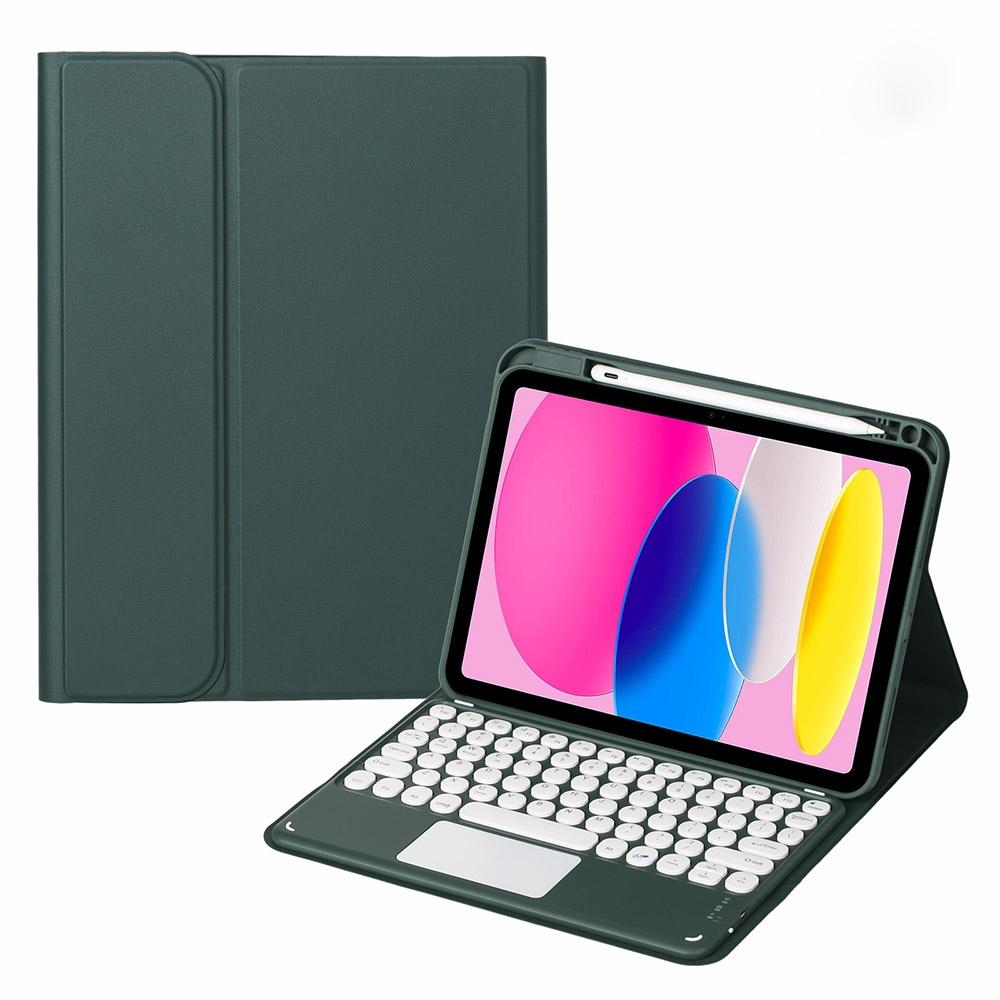 V562-C101920400ADE-202504291941-00 2022 Ipad 10.9 Touch Keyboard Leather Case With Pen Slot - Dark Green - Image 1