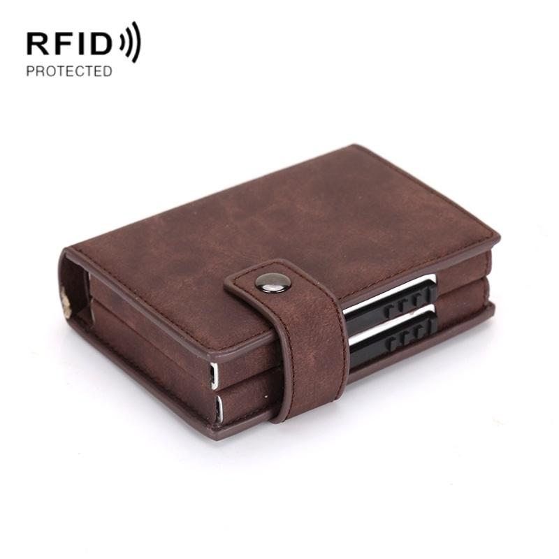 V562-C1019912750DBT-226838-00 Secure Dual Card Wallet with Rfid Blocking - Mad Horse Matte Brown - Image 1