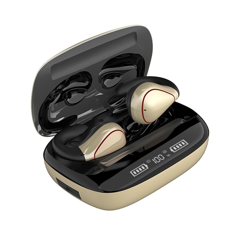 V562-C102921100AYS-202505261718-00 Wireless T20 Tws Bluetooth Earphones with Led Display & Charging Box - Champagne Gold - Image 1