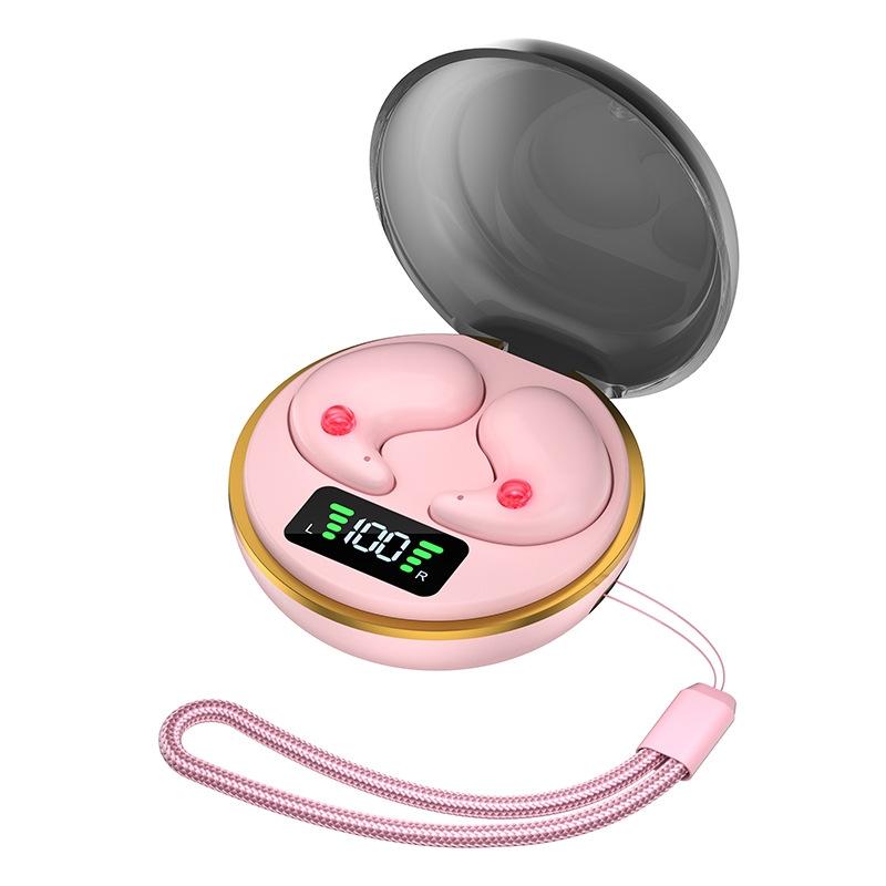 V562-C1043114060DBT-202505222042-00 Mini Invisible Bluetooth Earphones with Charging Case - Pink - Image 1