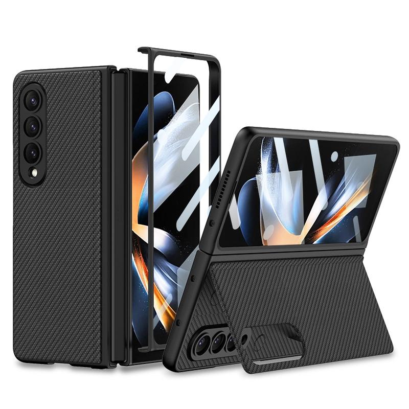 V562-C104947300ADE-202503211506-00 For Samsung Galaxy Z Fold4 5G Foldable Leather Case With Stand - Ultra Thin - Carbon Fiber - Image 1