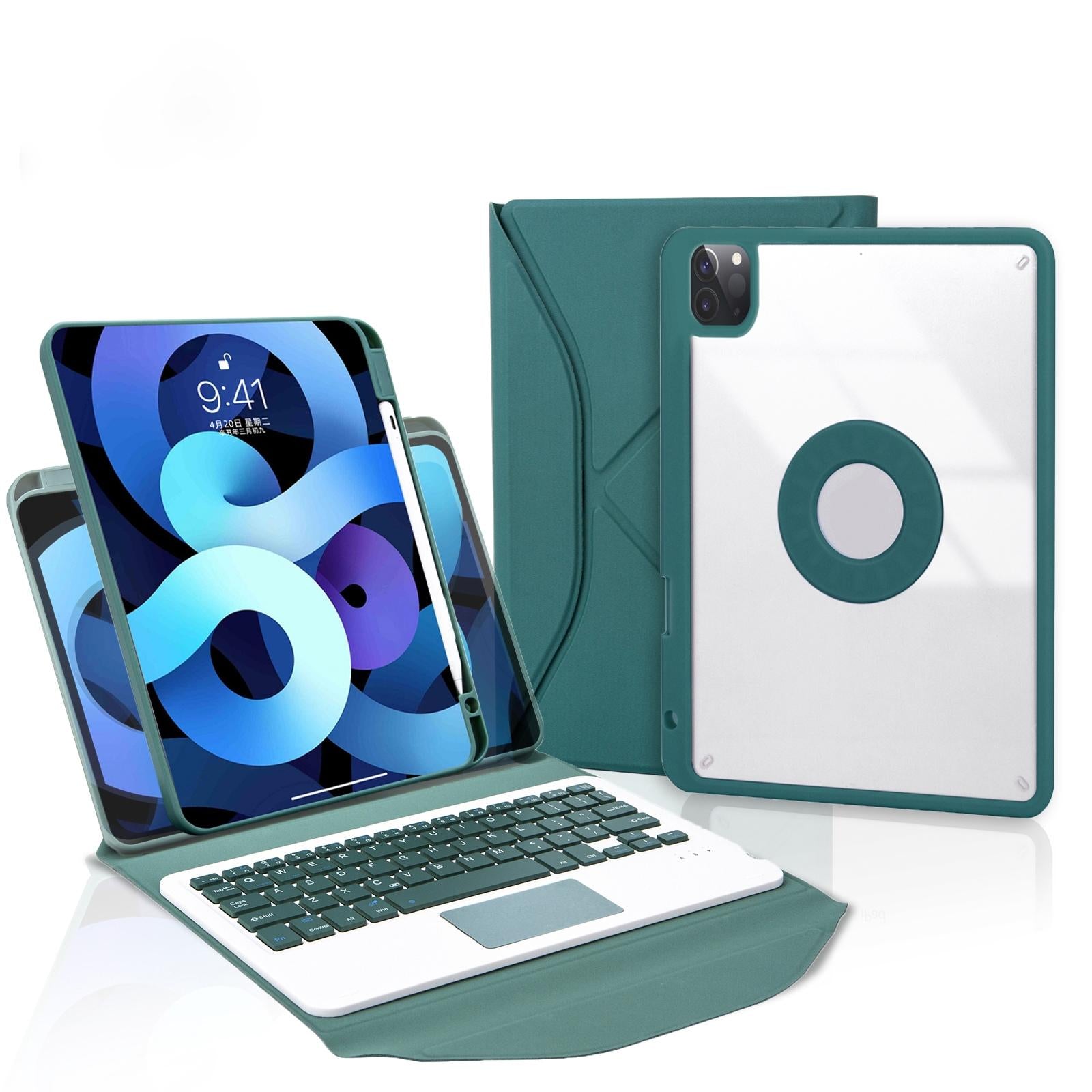 V562-C106972300ADE-202504291938-00 Bluetooth Keyboard Leather Case For Ipad Pro 11 With Pen Slot And Touchpad - Green - Image 1