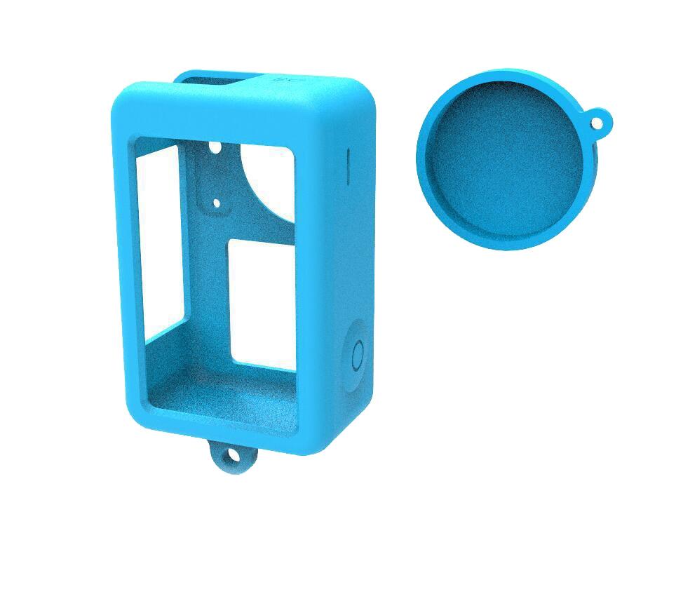 V562-C1071803060DBT-219886-00 Protective Silicone Case with Lens Cap for Dji Action 3 - Blue - Image 1