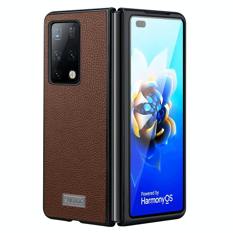 V562-C108645300ADE-202503211441-00 For Samsung Galaxy Z Fold4 5G Handmade Leather Shockproof Tpu Case - Brown - Image 1