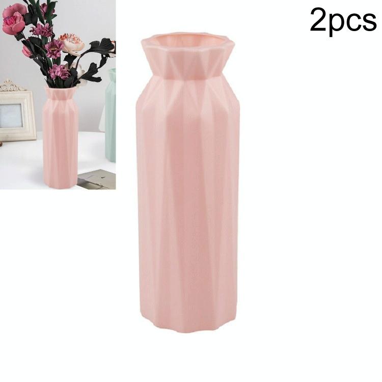 V562-C109664940DBT-202503041640-00 2-pack Plastic Round Vases - Simple Anti-fall Home Decor Ornaments - Pink - Image 1