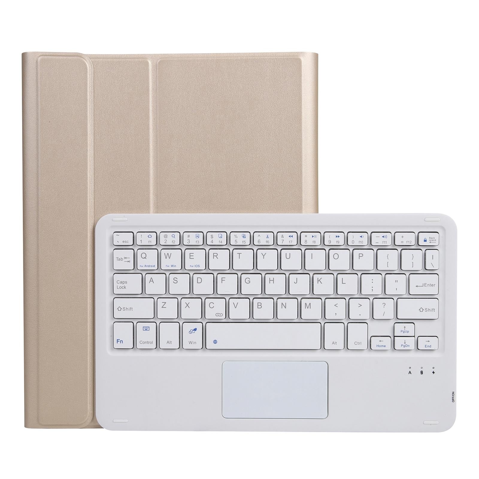 V562-C205893200ADE-202504292005-00 Bluetooth Keyboard Leather Case For Ipad Pro 10.5 With Touch Control - Lambskin Texture Compatible With 10.2 2021 & 2020 & 2019 / Air 3 - Gold - Image 1