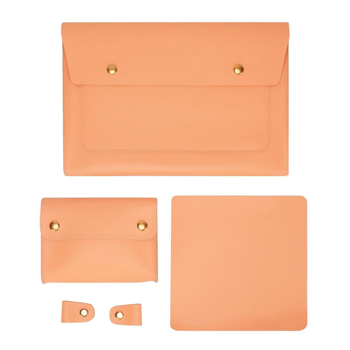 V562-C2061452060DBT-202504251806-00 3-in-1 Waterproof Leather Laptop Liner Bag - 14 Inches - Honeydet Oranges - Image 1