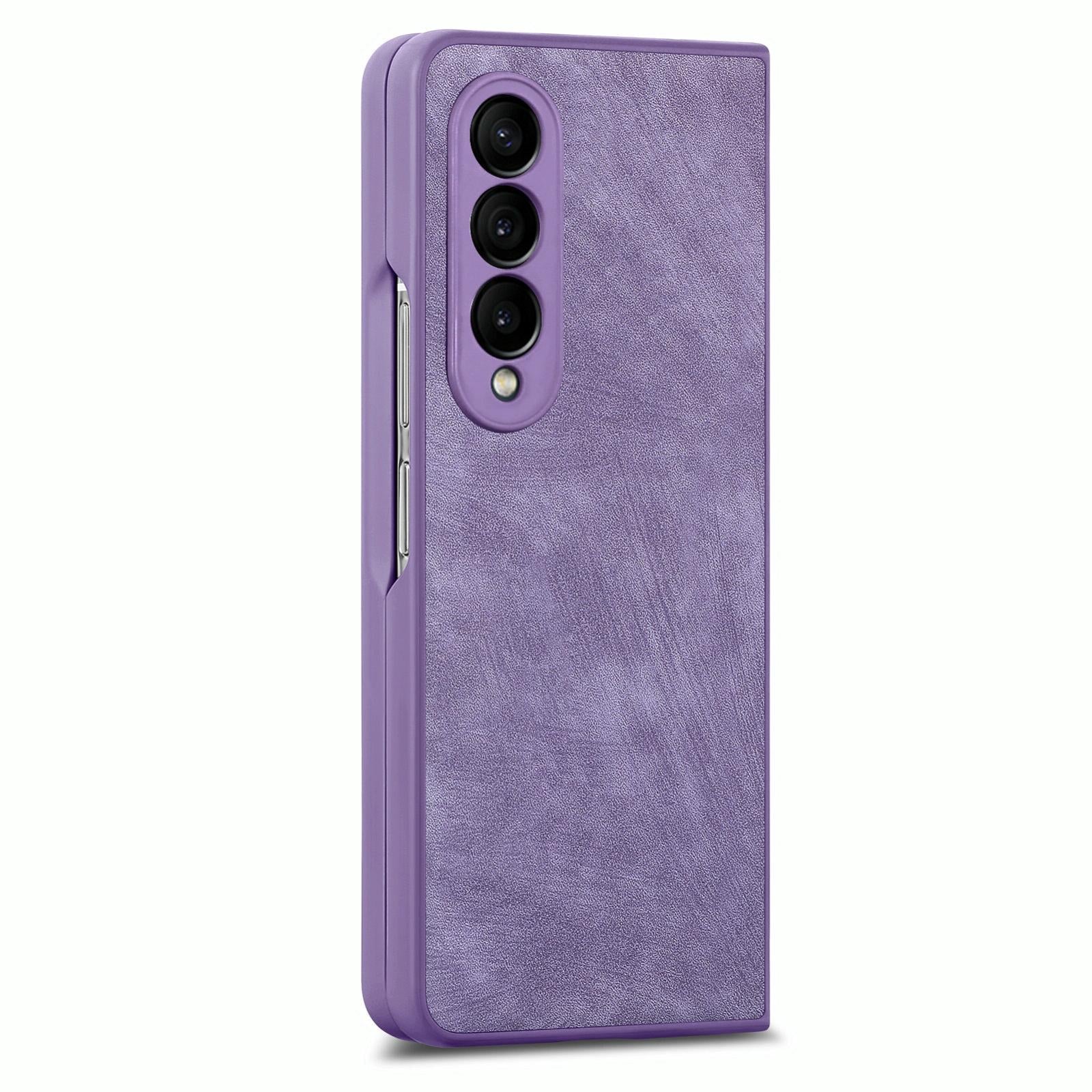 V562-C208113200AYS-202503211426-00 For Samsung Galaxy Z Fold4 5G Vintage Leather Fold Case - Purple - Image 1
