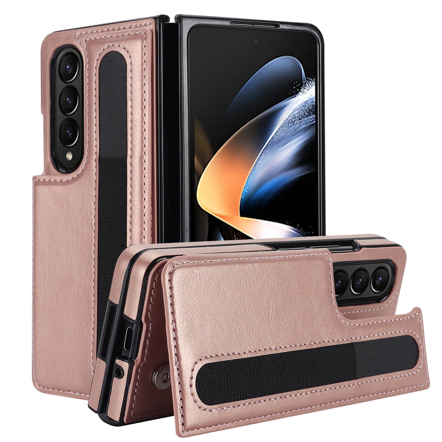 V562-C208741500ADE-202505221920-00 For Samsung Galaxy Z Fold4 5G Double Buckle Phone Case With Pen Slots - Rose Gold - Image 1