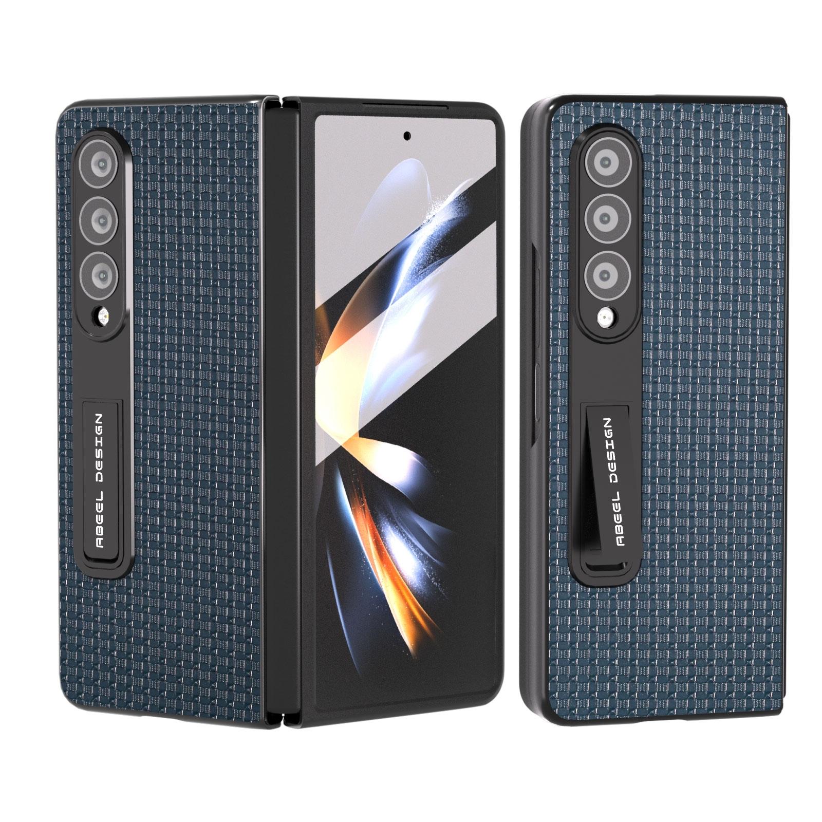 V562-C208907400ADE-227186-00 For Samsung Galaxy Z Fold4 5G Premium Leather Phone Case With Holder - Luxury Design - Royal Blue - Image 1