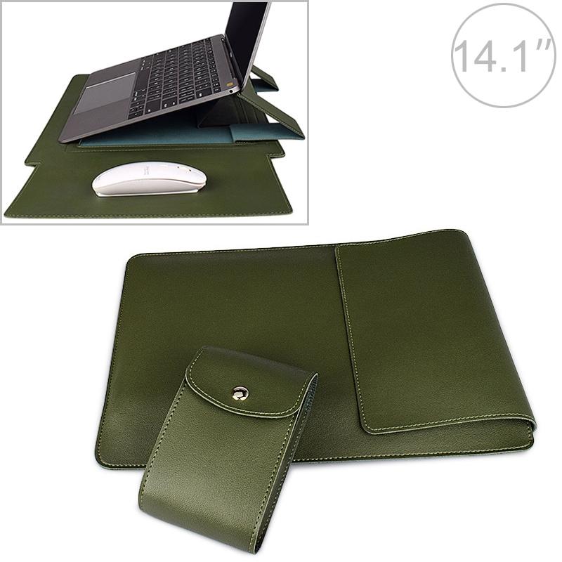 V562-C20959700ADE-202504251830-00 14.1 Inch Laptop Sleeve Leather Case with Small Storage Bag - Green - Image 1