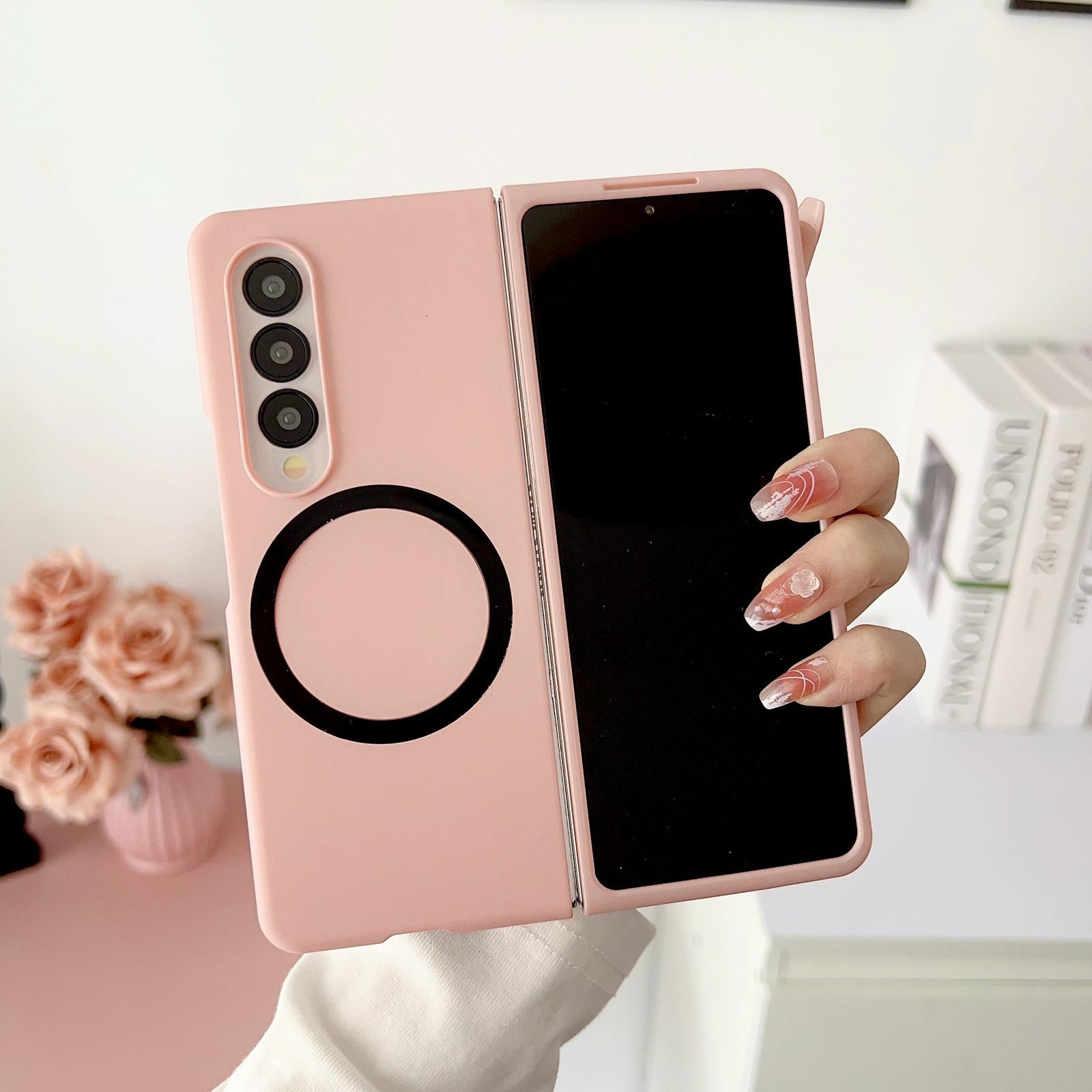 V562-C209933400ADE-202505221906-00 For Samsung Galaxy Z Fold4 5G Shockproof Magnetic Phone Case - Skin Protection - Pink - Image 1