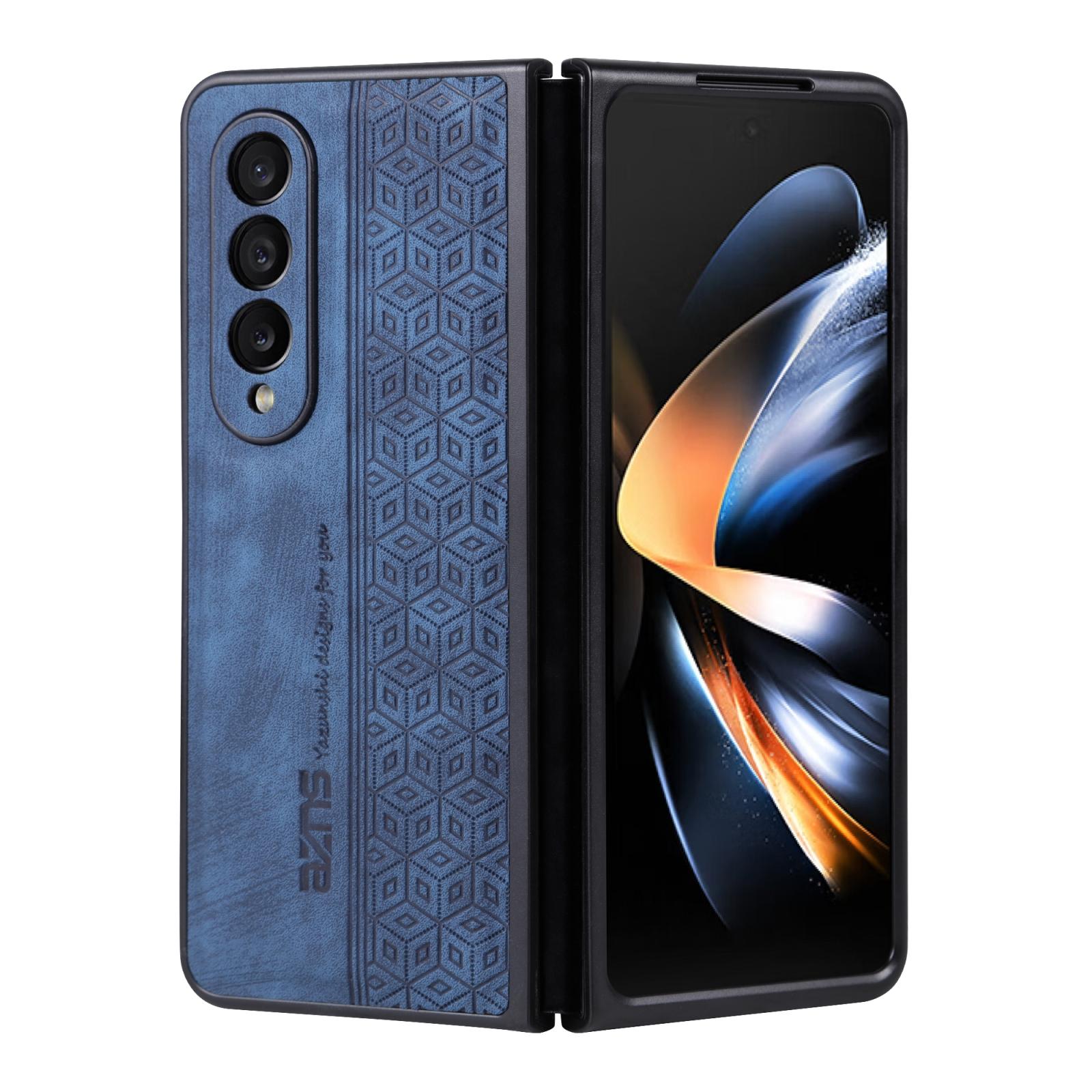 V562-C919067300ADE-202504292042-00 For Samsung Galaxy z Fold4 5G Embossed 3d Skin Texture Phone Case - Sleek Design - Sapphire Blue - Image 1