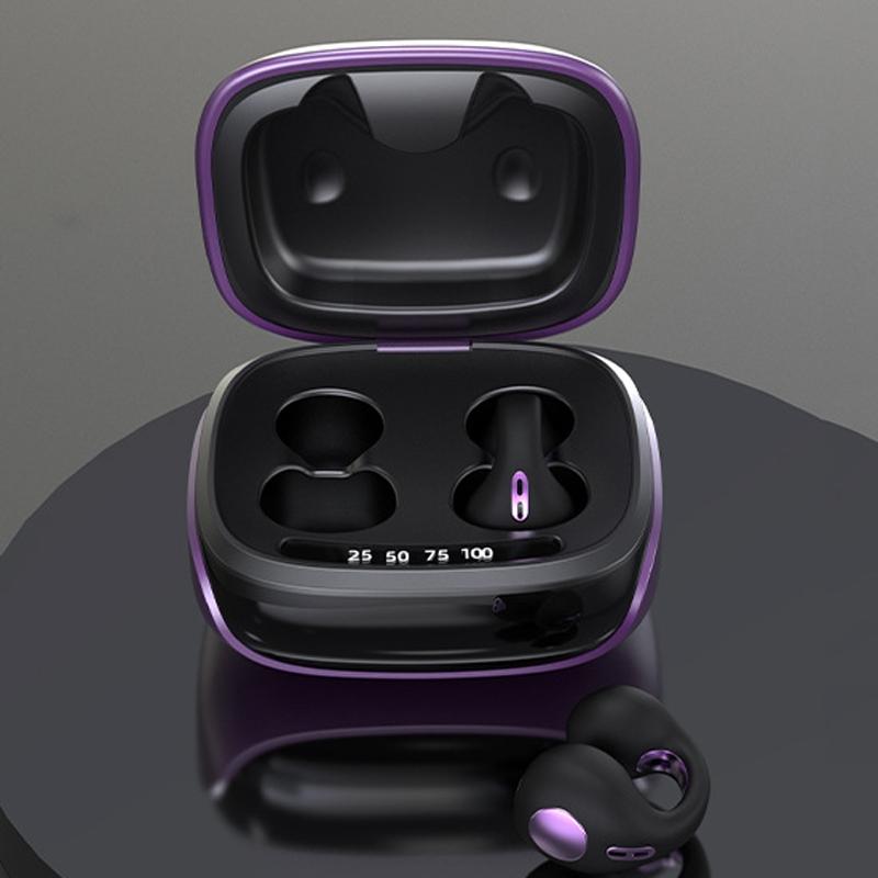V562-D1005693060DBT-202505231827-00 Wireless Bone Conduction Clip-on Bluetooth Headset - Noise Reduction - Purple - Image 1