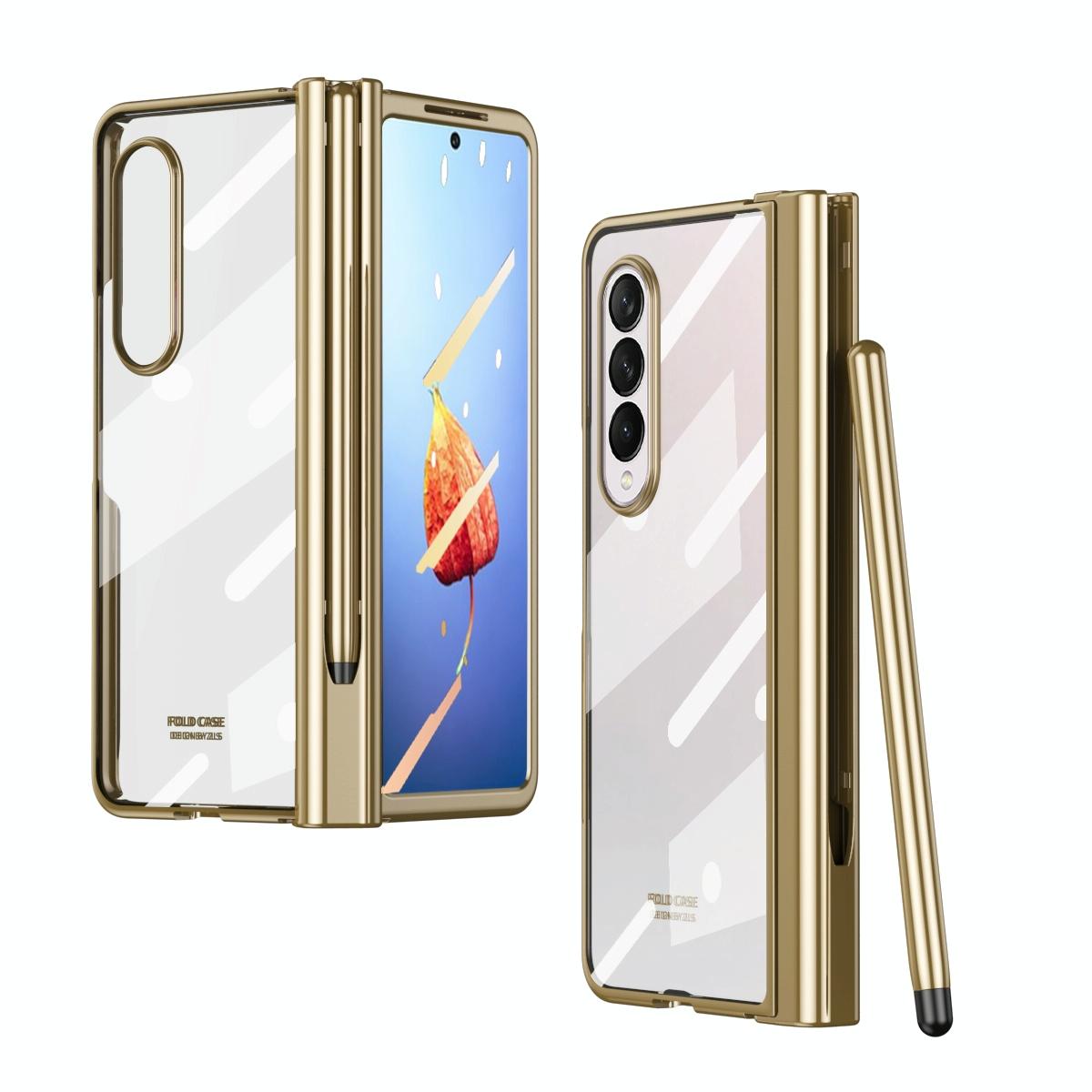 V562-D101803300ADE-202505291310-00 For Samsung Galaxy Z Fold4 5G Case With Pen Slot - Electroplated Full Body - Gold - Image 1
