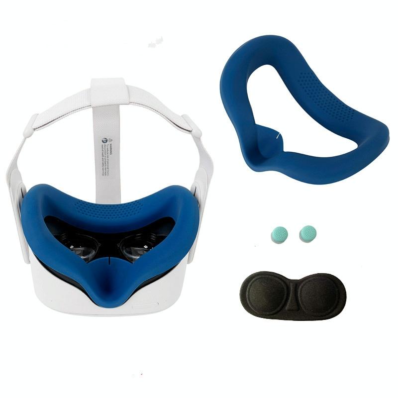 V562-D105368100AYS-226310-00 Silicone Vr Eye Mask Lens Cover Set for Oculus Quest 2 - Navy Blue - Image 1