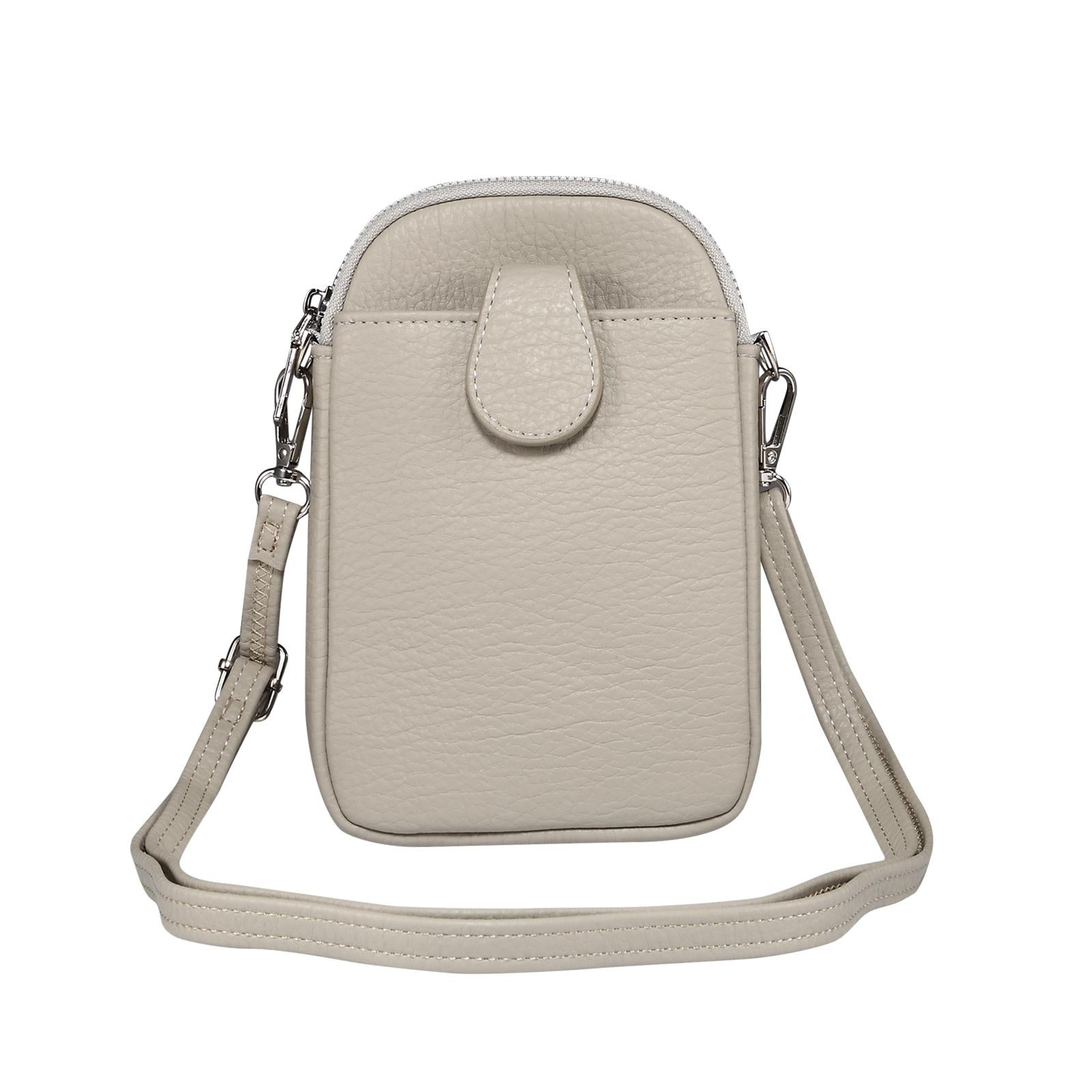 V562-D107672600ADE-202509011155-00 Litchi Texture Phone Crossbody Bag Leather Case For 5.5 Inch - 7.2 Inch Phones - Grey - Image 1