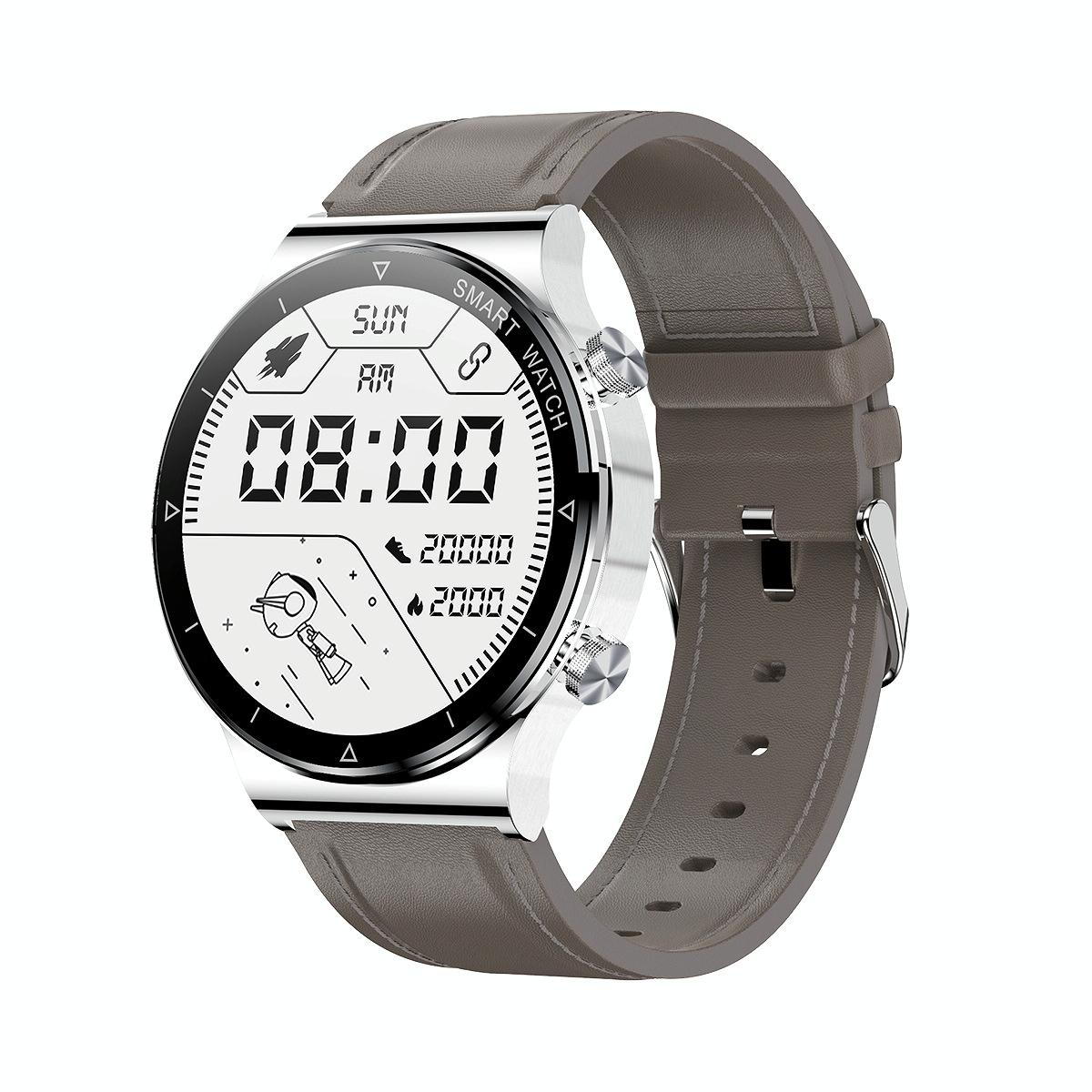 V562-D1076832060DBT-202504252006-00 1.32 Inch Heart Rate Sleep Monitoring Smart Watch - Silver Leather - Image 1