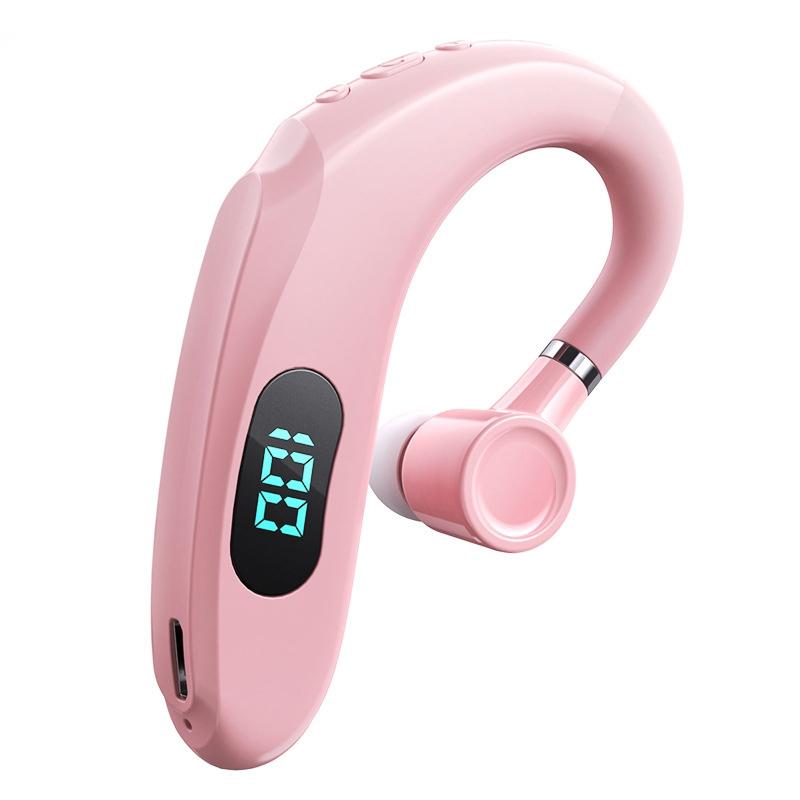 V562-D1077161060DBT-202505261801-00 Wireless Bluetooth Earhook Earphones with Digital Display - Business Sports - Pink - Image 1