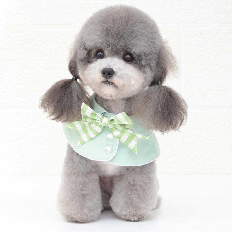 V562-D2023396230DBT-202503201645-00 Pet Accessories Dog Small Shawl Bib Saliva Towel Triangle Scarf - Size M - Light Green - Image 1