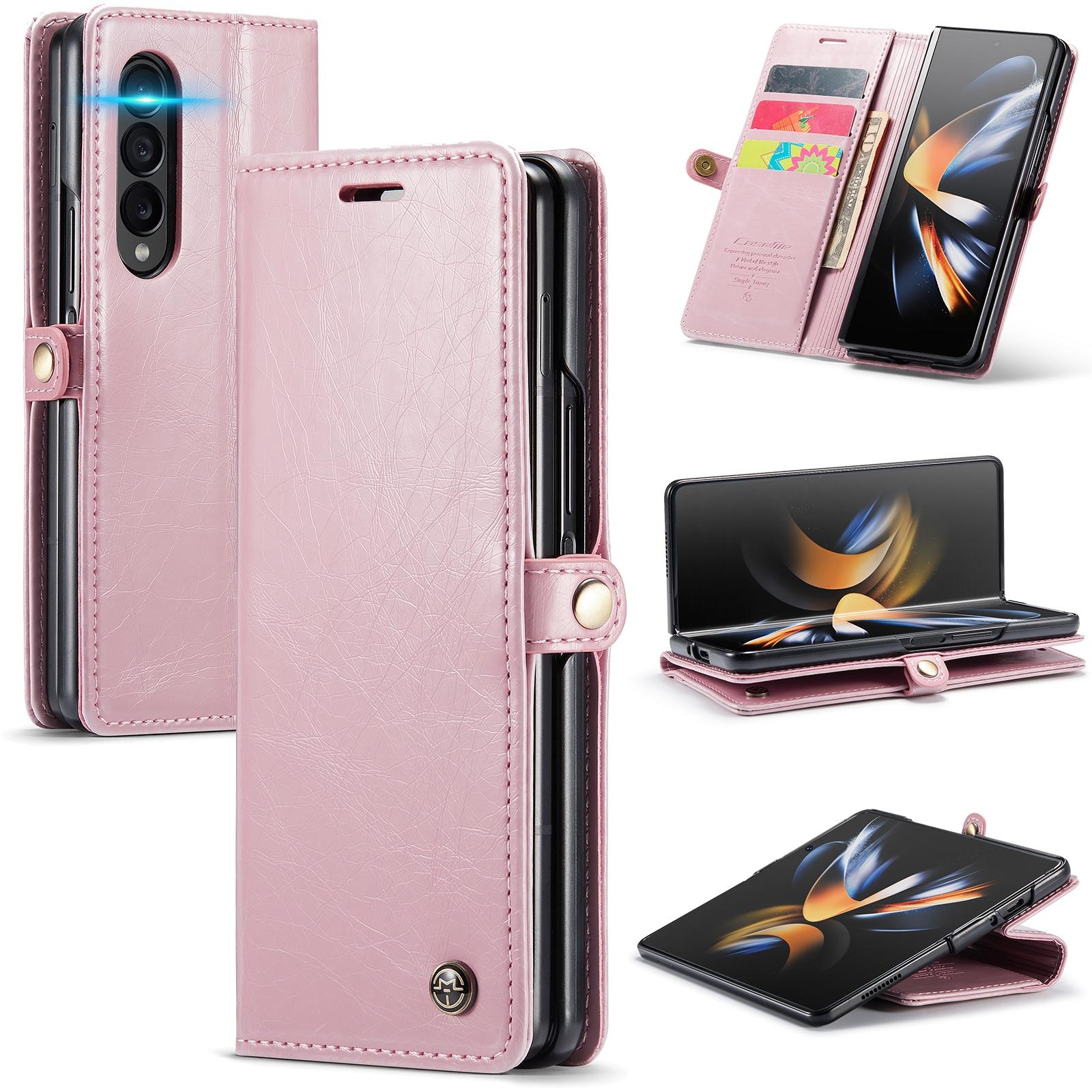 V562-D207858300ADE-202503211436-00 For Samsung Galaxy Z Fold4 5G Premium Crazy Horse Leather Phone Case - Rose Gold - Image 1