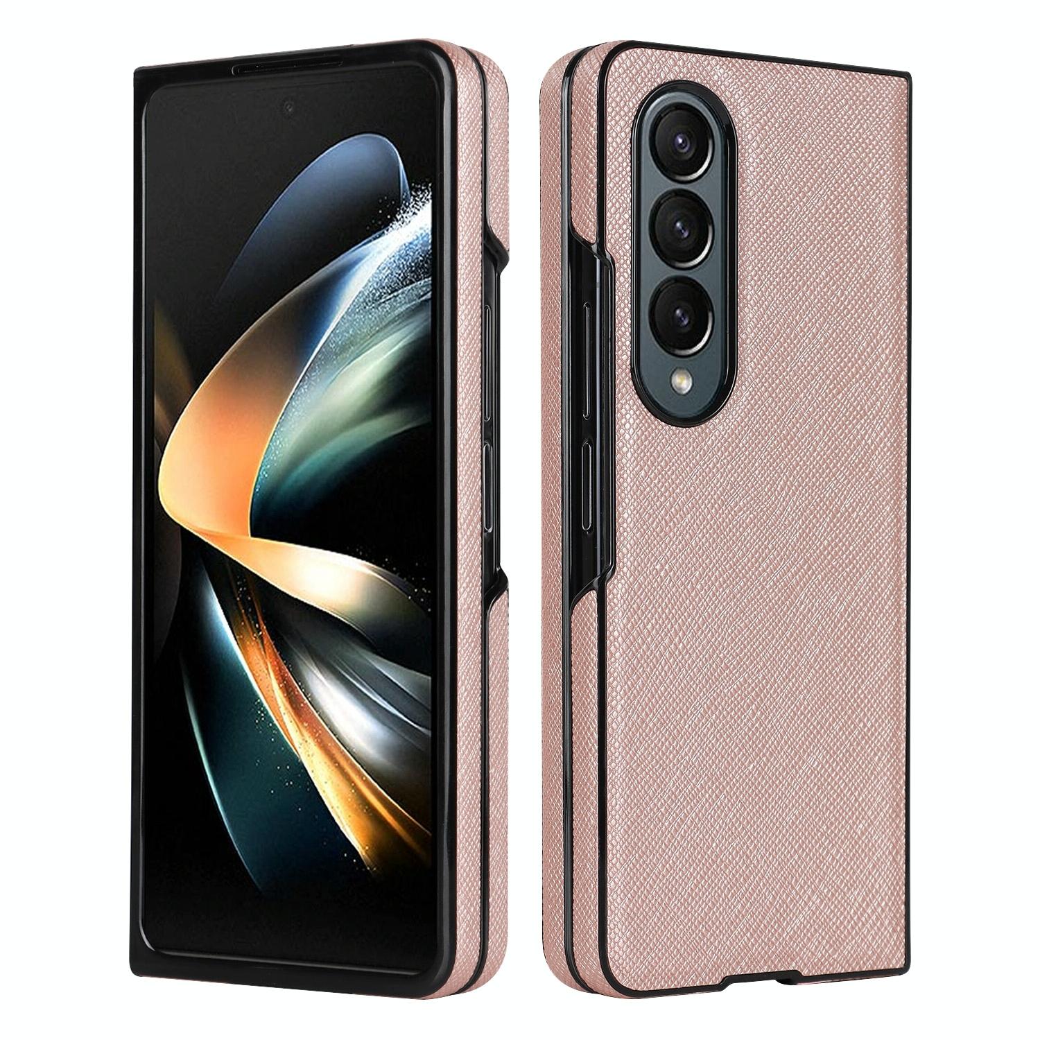 V562-D306672600ADE-202505061652-00 For Samsung Galaxy Z Fold4 5G Foldable Cross Pattern Phone Case - Compact Design - Rose Gold - Image 1
